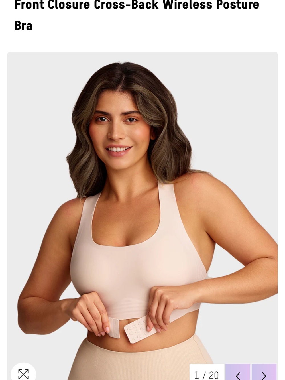 Wireless Front-Closure Posture Bra in Nude